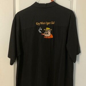 Vintage Cubavera Black Embroidered Key West Cigar Club Shirt